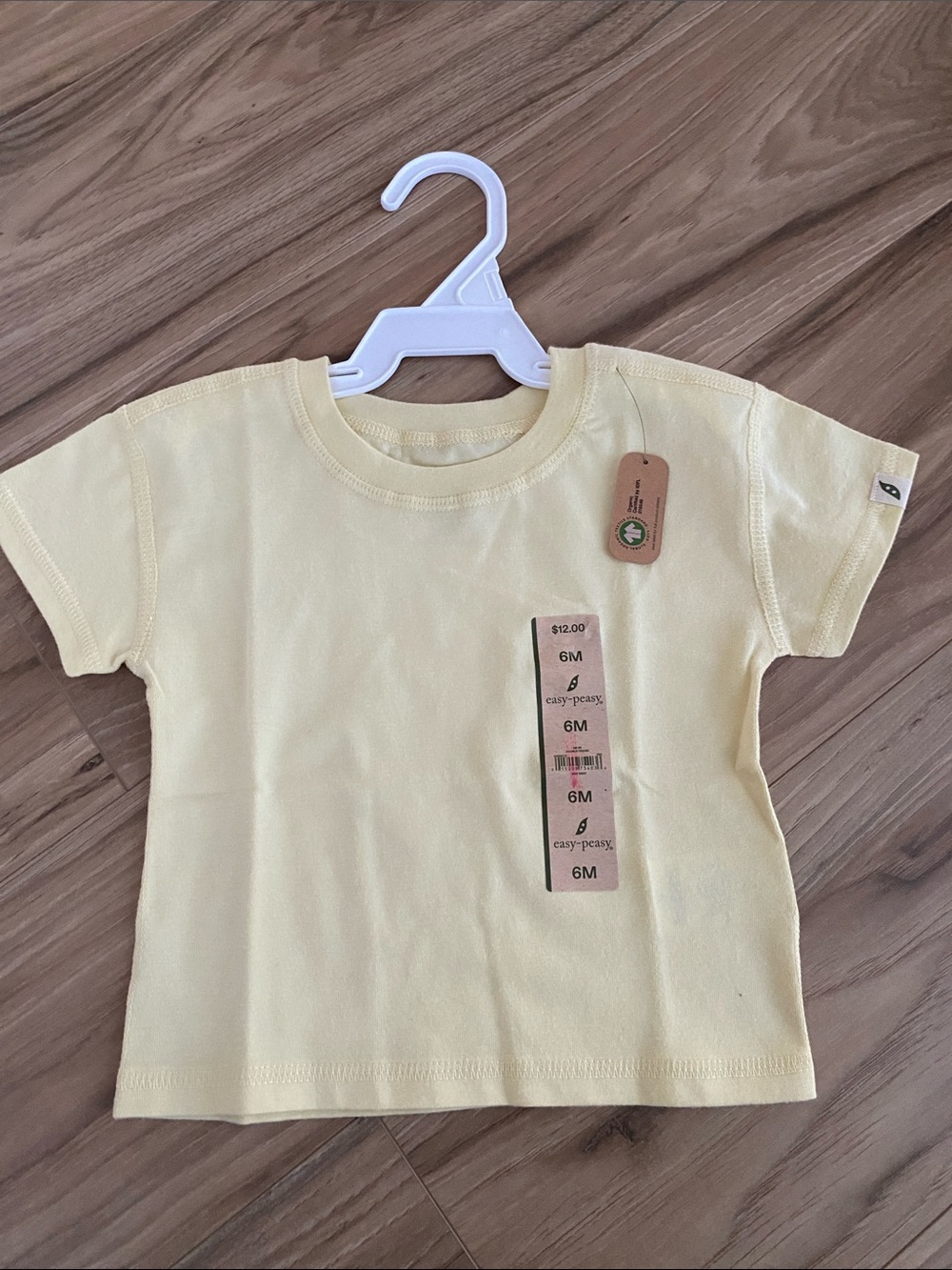 100% Organic Cotton Baby Yellow Cotton Tee - 6M